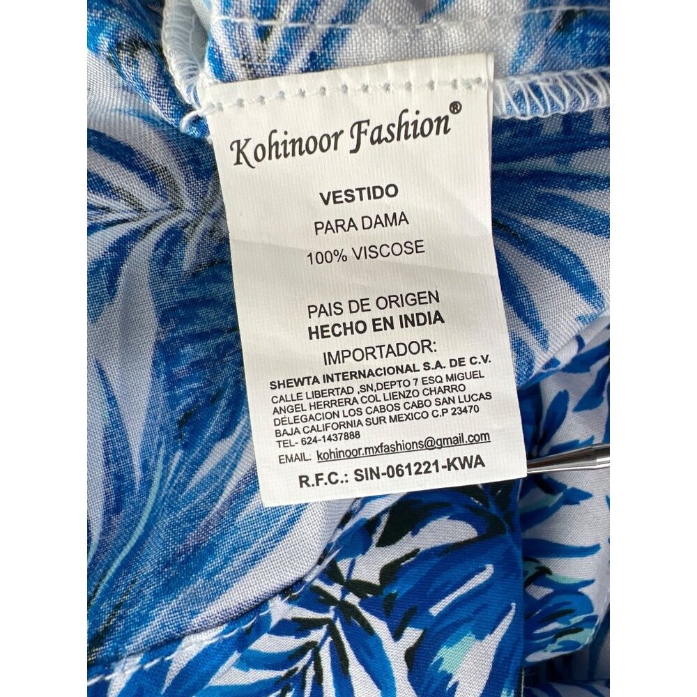 Kohinoor Fashion Halter Maxi Dress Size Xl Sleeveless Tropical Print Blue Beach View 5